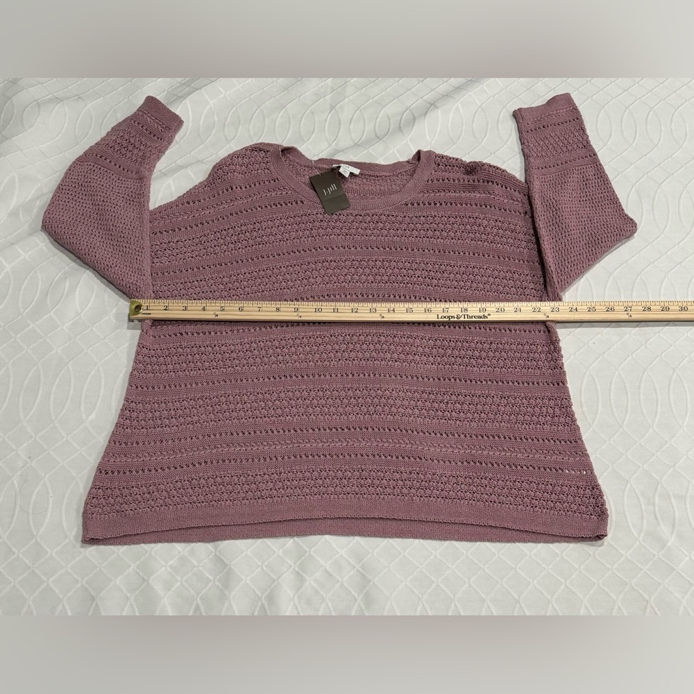 J. Jill Women’s NWT Tunic Sweater Dk Mauve Open Weave Pattern Size XLP - Picture 7 of 10